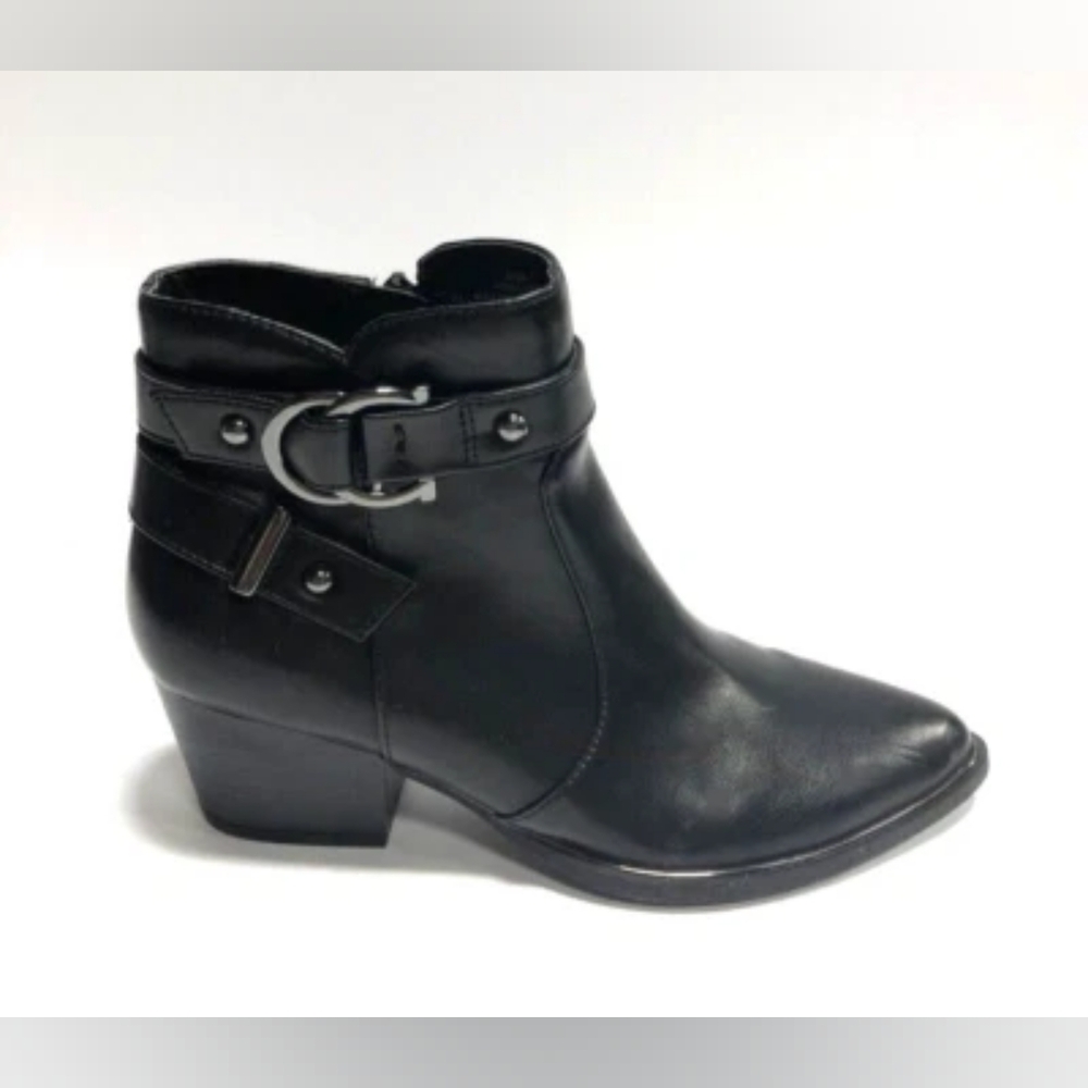 Guess Illuse Womens Bootie Black Leather Size 7.5 M Used In Box